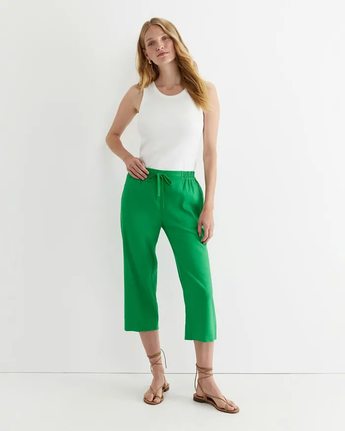 Women Sportscraft Pants Rosa Crop Linen Pant Fern