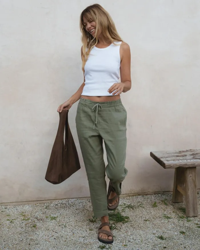 Women Sportscraft Pants Rosa Linen Pant Khaki