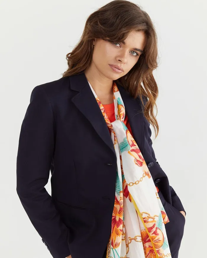 Women Sportscraft Scarves Peony Cotton Silk Scarf Red Multi
