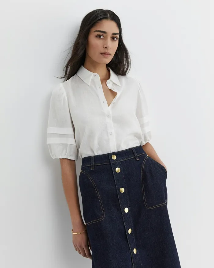 Women Sportscraft Shirts Mia Lantern Sleeve Blouse White