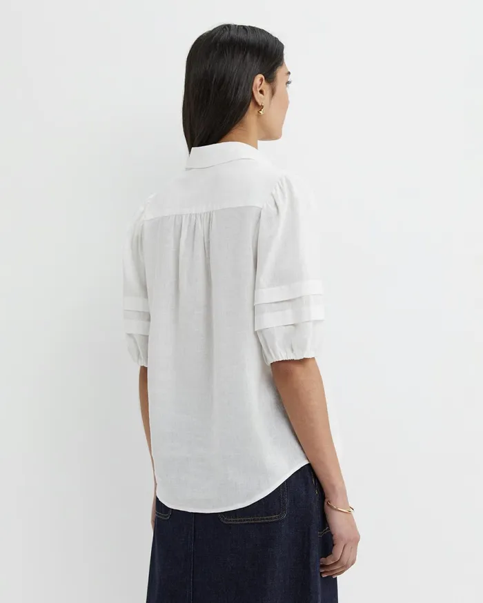 Women Sportscraft Shirts Mia Lantern Sleeve Blouse White