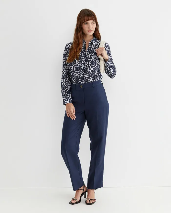 Women Sportscraft Shirts Perry Cotton Silk Shirt Navywhite