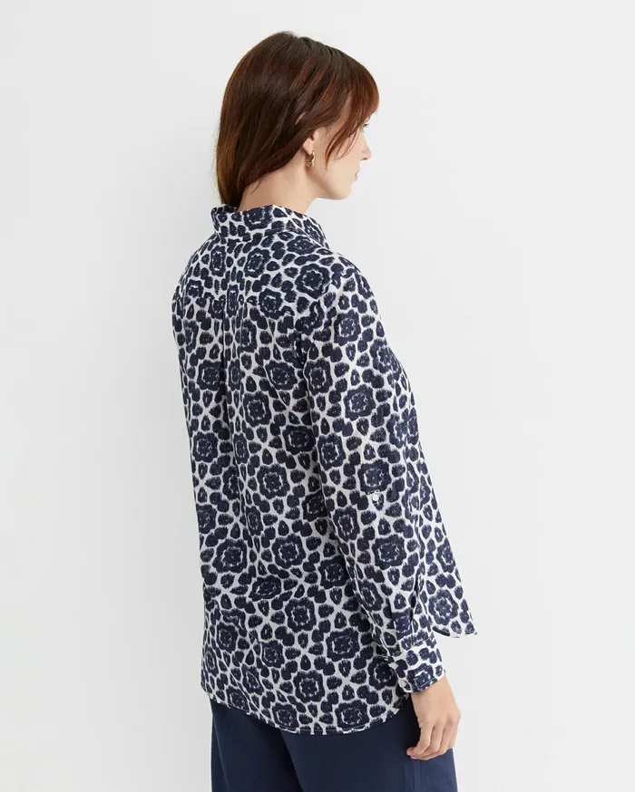 Women Sportscraft Shirts Perry Cotton Silk Shirt Navywhite