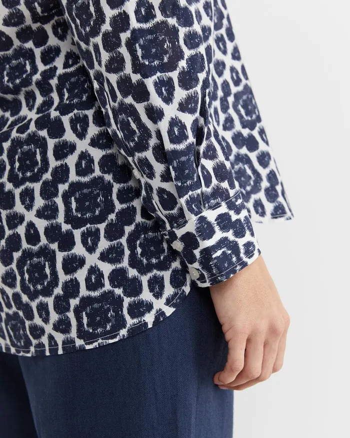Women Sportscraft Shirts Perry Cotton Silk Shirt Navywhite