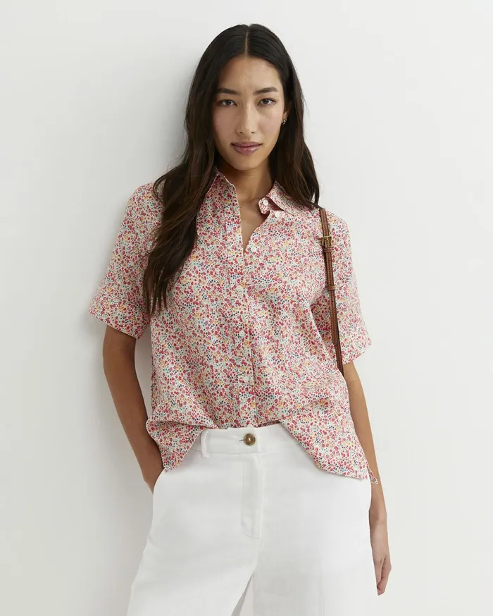 Women Sportscraft Shirts Phoebe Short Sleeve Liberty Linen Shirt Red Multi
