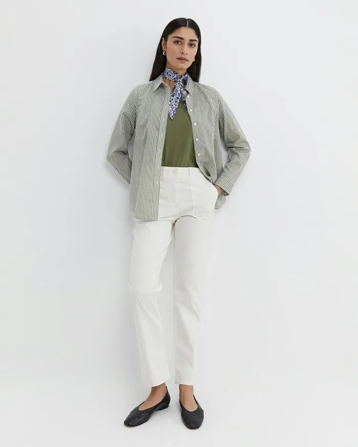 Women Sportscraft Shirts Stripe Lily Voile Shirt Khakiwhite