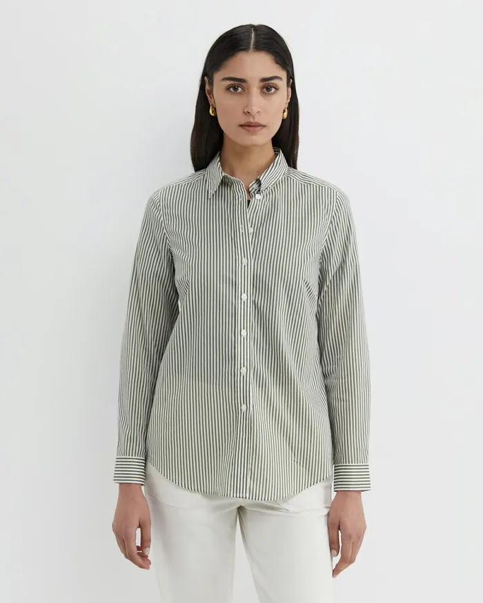 Women Sportscraft Shirts Stripe Lily Voile Shirt Khakiwhite
