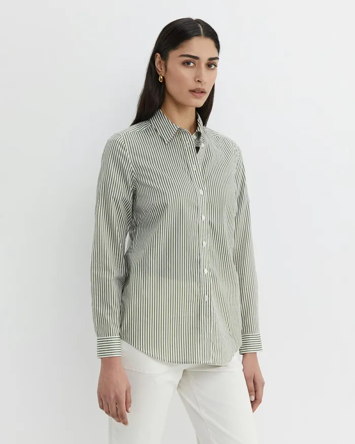 Women Sportscraft Shirts Stripe Lily Voile Shirt Khakiwhite