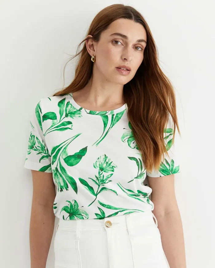 Women Sportscraft Tops and Tees Botanical Mercerised Tee Green Multi