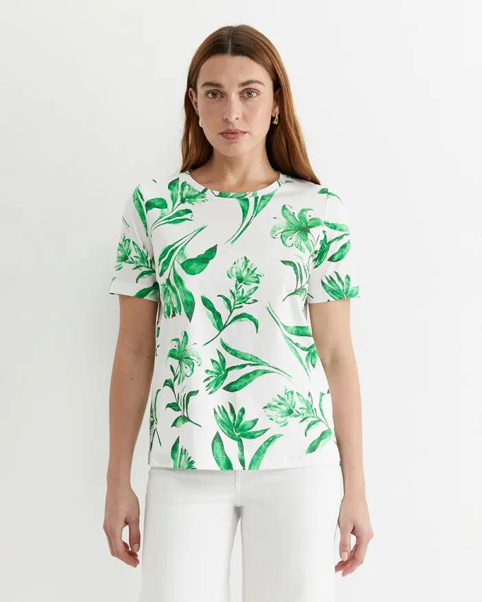 Women Sportscraft Tops and Tees Botanical Mercerised Tee Green Multi