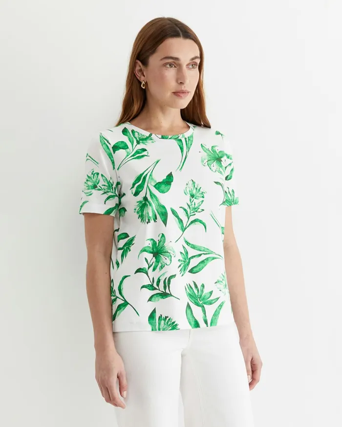 Women Sportscraft Tops and Tees Botanical Mercerised Tee Green Multi