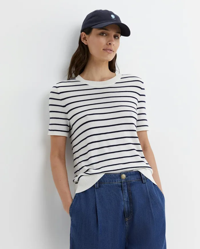 Women Sportscraft Tops and Tees Laurina Knit Tee Ivorynavy