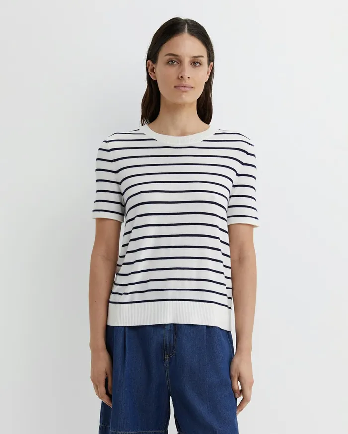 Women Sportscraft Tops and Tees Laurina Knit Tee Ivorynavy