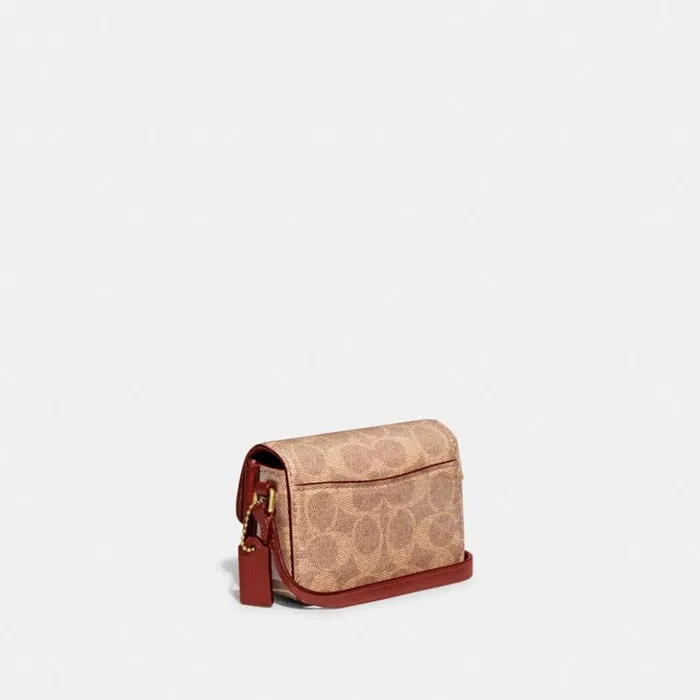 Women Studio 12 In Signature Leather Brasstanrust Coach Clutches