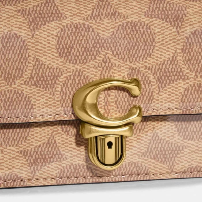 Women Studio 12 In Signature Leather Brasstanrust Coach Clutches
