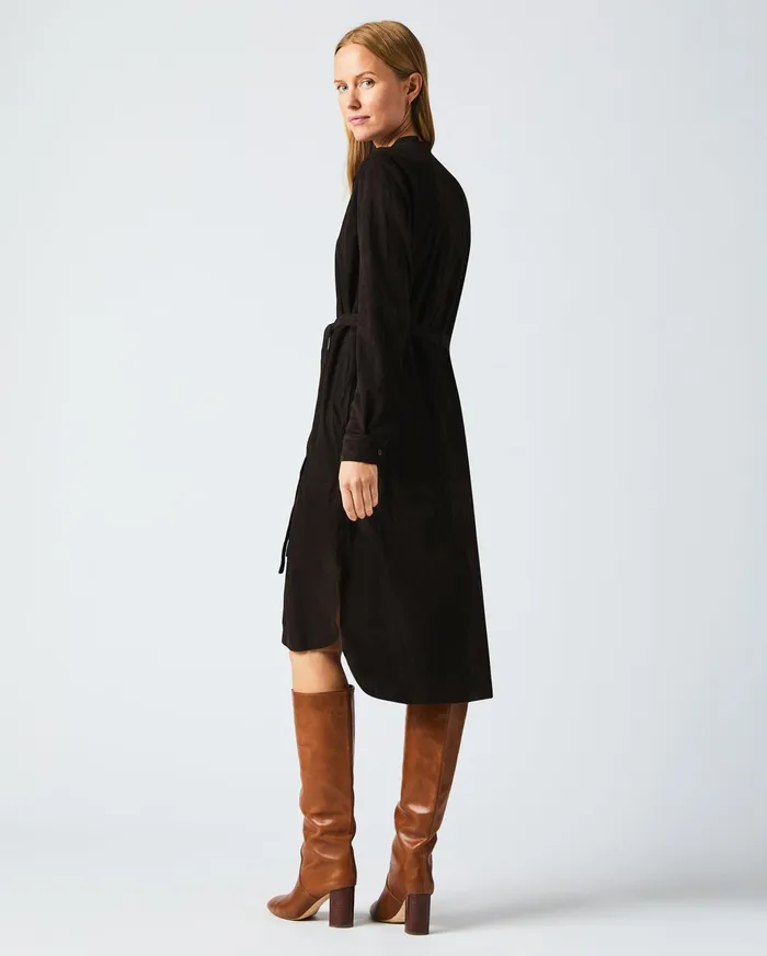 Women Suede Shirttail Dress Coffee Bean Billy Reid Dresses