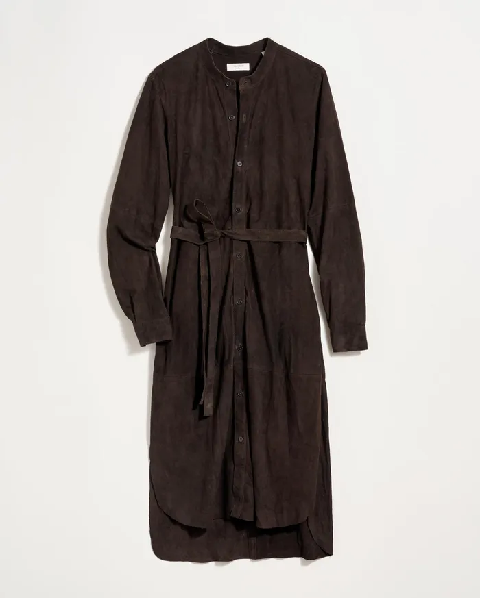 Women Suede Shirttail Dress Coffee Bean Billy Reid Dresses
