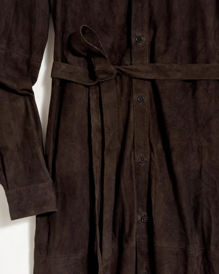 Women Suede Shirttail Dress Coffee Bean Billy Reid Dresses