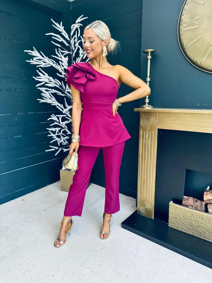 Women Suits and Blazers Canella Lane Addison Occasion 2 Piece Berry