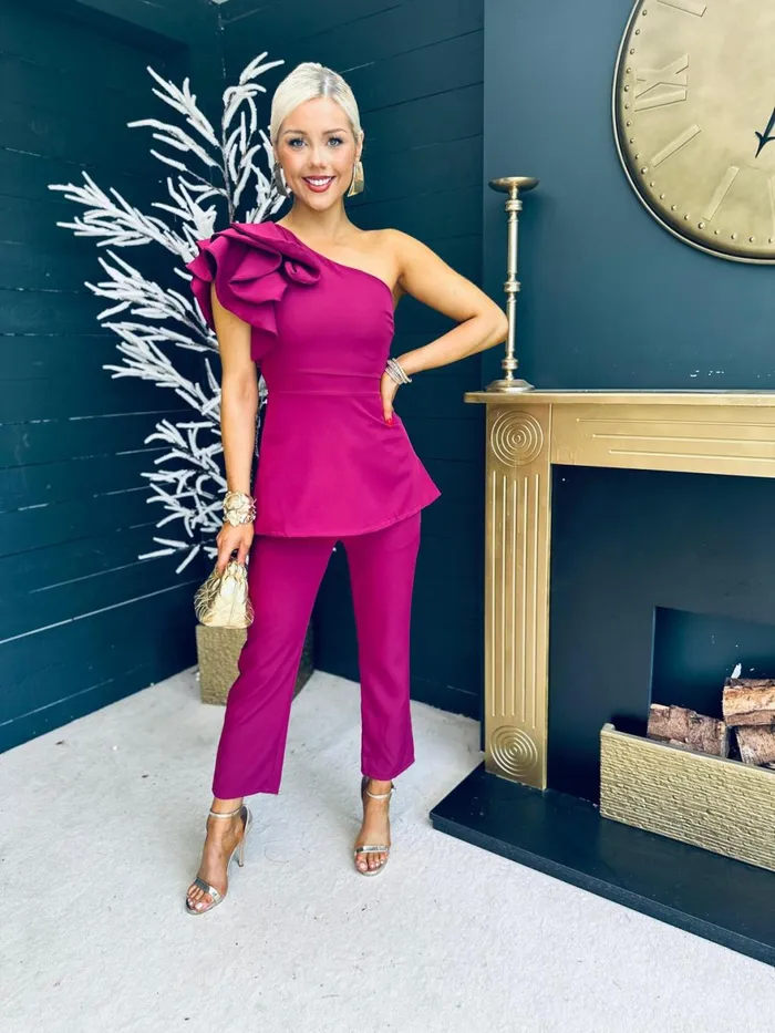 Women Suits and Blazers Canella Lane Addison Occasion 2 Piece Berry