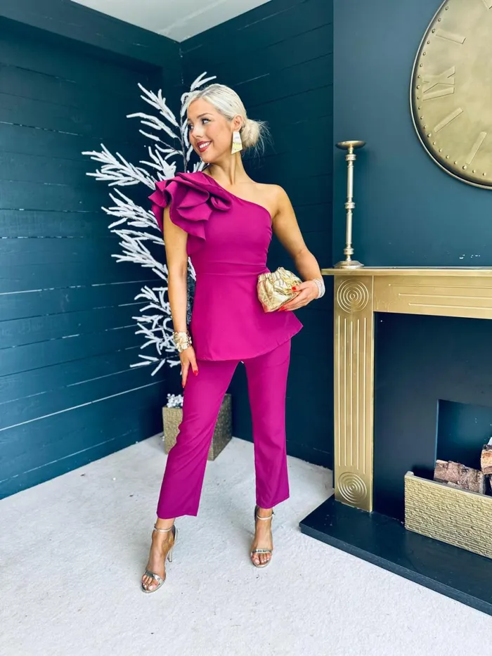 Women Suits and Blazers Canella Lane Addison Occasion 2 Piece Berry