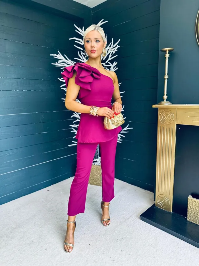 Women Suits and Blazers Canella Lane Addison Occasion 2 Piece Berry