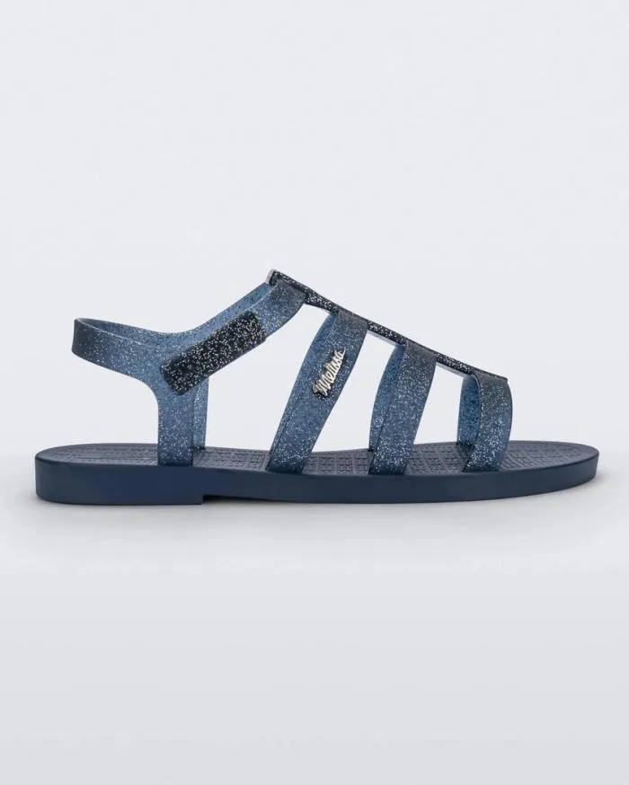 Women Sun Rodeo Blueblue Glitter Silver Melissa Sandals