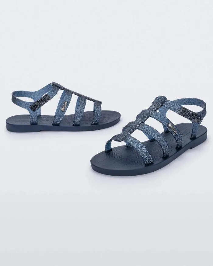 Women Sun Rodeo Blueblue Glitter Silver Melissa Sandals