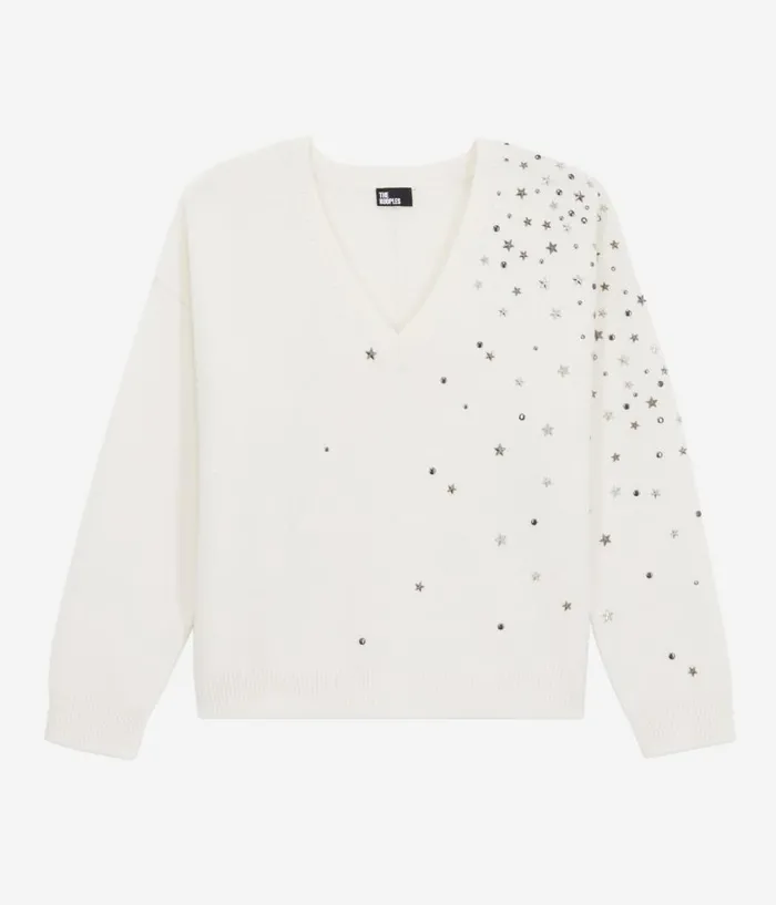 Women Sweaters THE KOOPLES Ecru Sweater In Cashmereblend With Stars