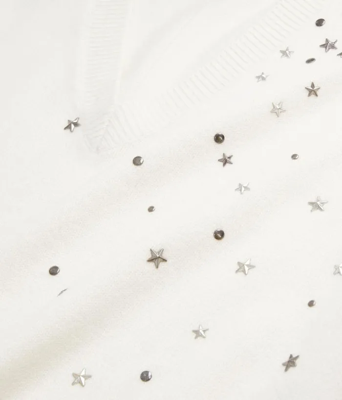 Women Sweaters THE KOOPLES Ecru Sweater In Cashmereblend With Stars Women Sweaters THE KOOPLES Ecru Sweater In Cashmereblend With Stars