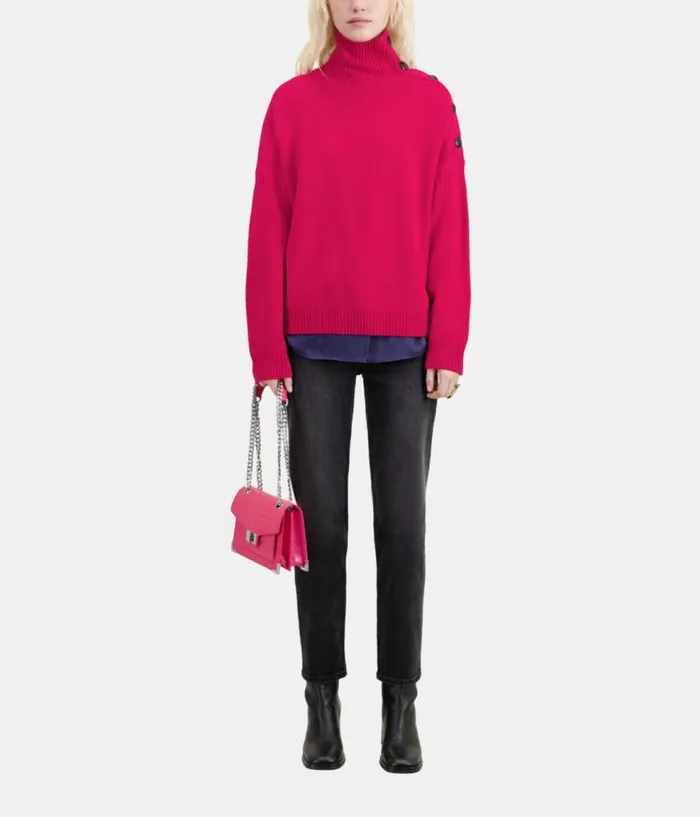 Women Sweaters THE KOOPLES Fuchsia Wool And Cashmere Sweater With Buttons Women Sweaters THE KOOPLES Fuchsia Wool And Cashmere Sweater With Buttons
