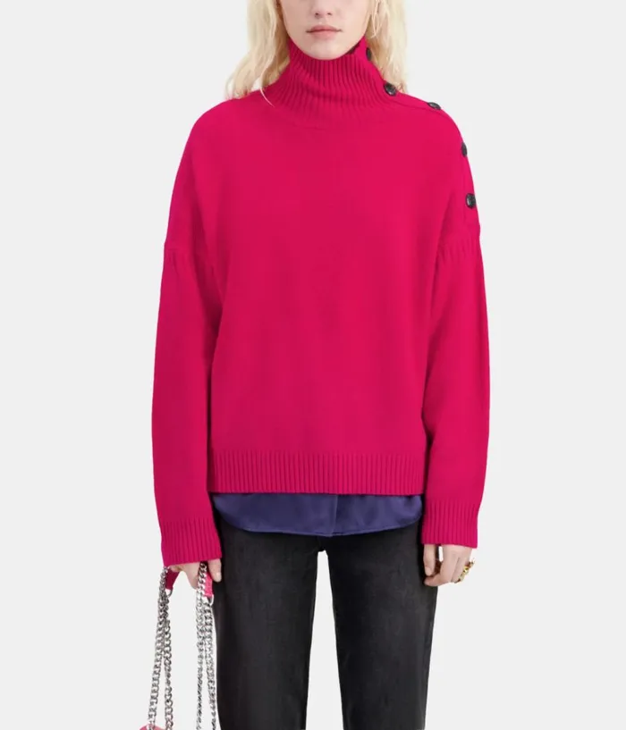 Women Sweaters THE KOOPLES Fuchsia Wool And Cashmere Sweater With Buttons Women Sweaters THE KOOPLES Fuchsia Wool And Cashmere Sweater With Buttons
