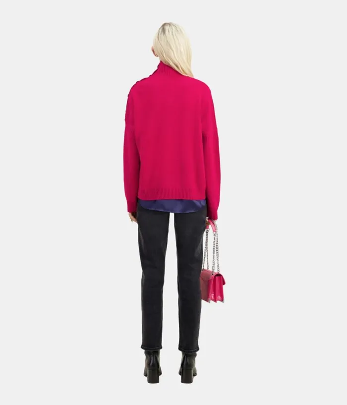 Women Sweaters THE KOOPLES Fuchsia Wool And Cashmere Sweater With Buttons Women Sweaters THE KOOPLES Fuchsia Wool And Cashmere Sweater With Buttons