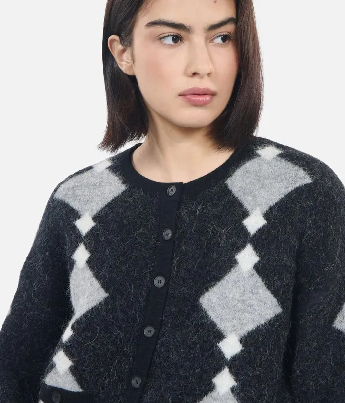 Women Sweaters THE KOOPLES Grey Alpaca Diamond Cardigan Women Sweaters THE KOOPLES Grey Alpaca Diamond Cardigan