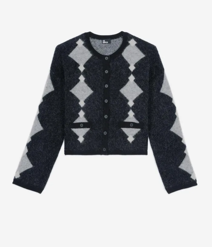 Women Sweaters THE KOOPLES Grey Alpaca Diamond Cardigan Women Sweaters THE KOOPLES Grey Alpaca Diamond Cardigan