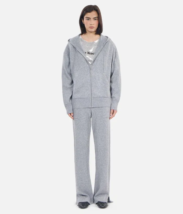 Women Sweaters THE KOOPLES Grey Wool And Cashmere Hoodie Women Sweaters THE KOOPLES Grey Wool And Cashmere Hoodie
