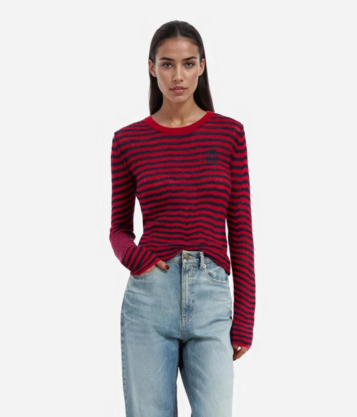 Women Sweaters THE KOOPLES Red And Navy Striped Mohair Sweater