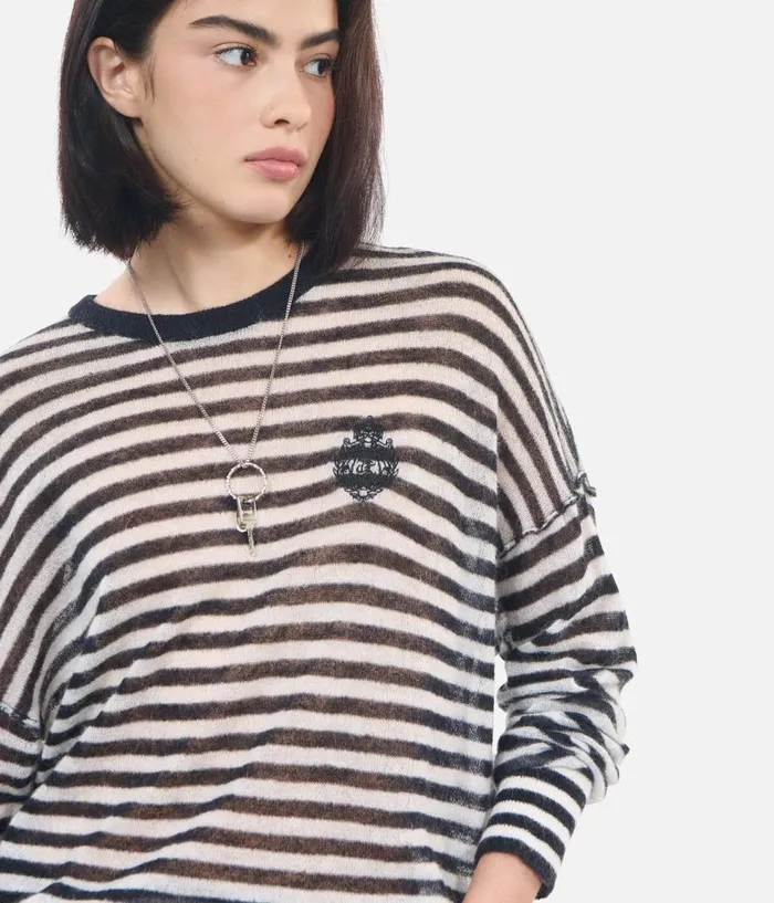 Women Sweaters THE KOOPLES Striped Mohair And Wool Sweater Women Sweaters THE KOOPLES Striped Mohair And Wool Sweater