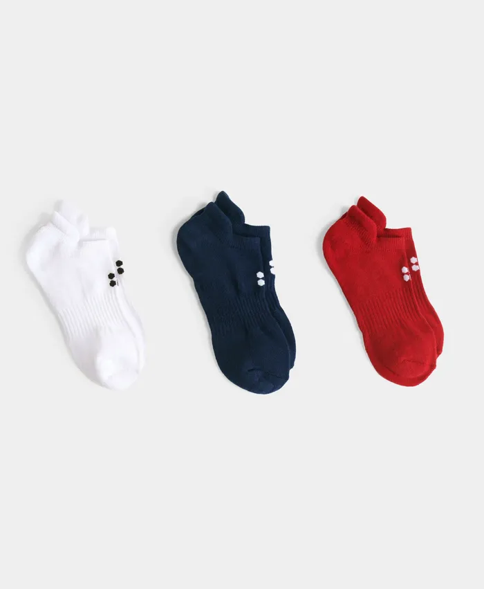 Women Sweaty Betty Workout Trainer Socks 3 Pack Vine Red Socks