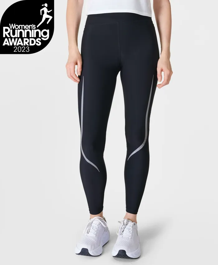 Women Sweaty Betty Zero Gravity Illuminate Running Leggings Black Pocketed