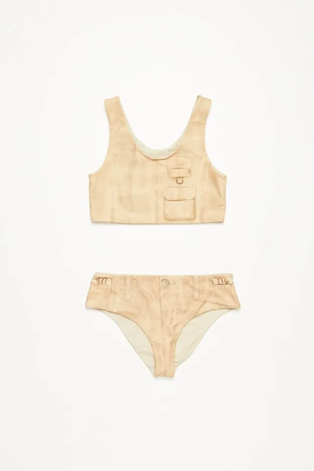 Women Swimwear Set Yellow Acne Studios Shorts