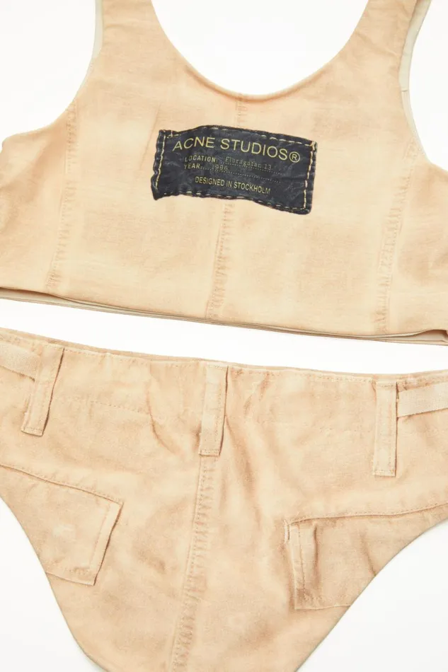 Women Swimwear Set Yellow Acne Studios Shorts