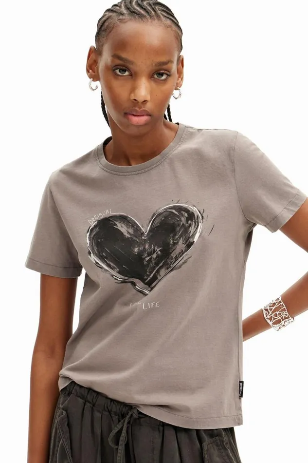 Women Tshirts Desigual Heart Basic Tshirt