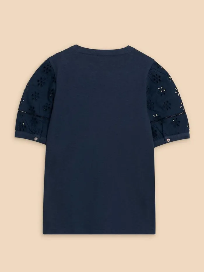 Women TOPS and TEES White Stuff BELLA BRODERIE MIX TOP French Navy Women TOPS and TEES White Stuff BELLA BRODERIE MIX TOP French Navy