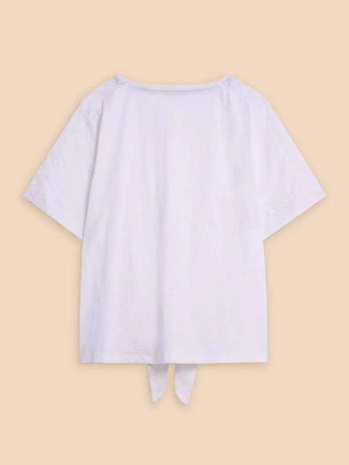 Women TOPS and TEES White Stuff EMBROIDERED TIE HEM TOP Brilliant White Women TOPS and TEES White Stuff EMBROIDERED TIE HEM TOP Brilliant White