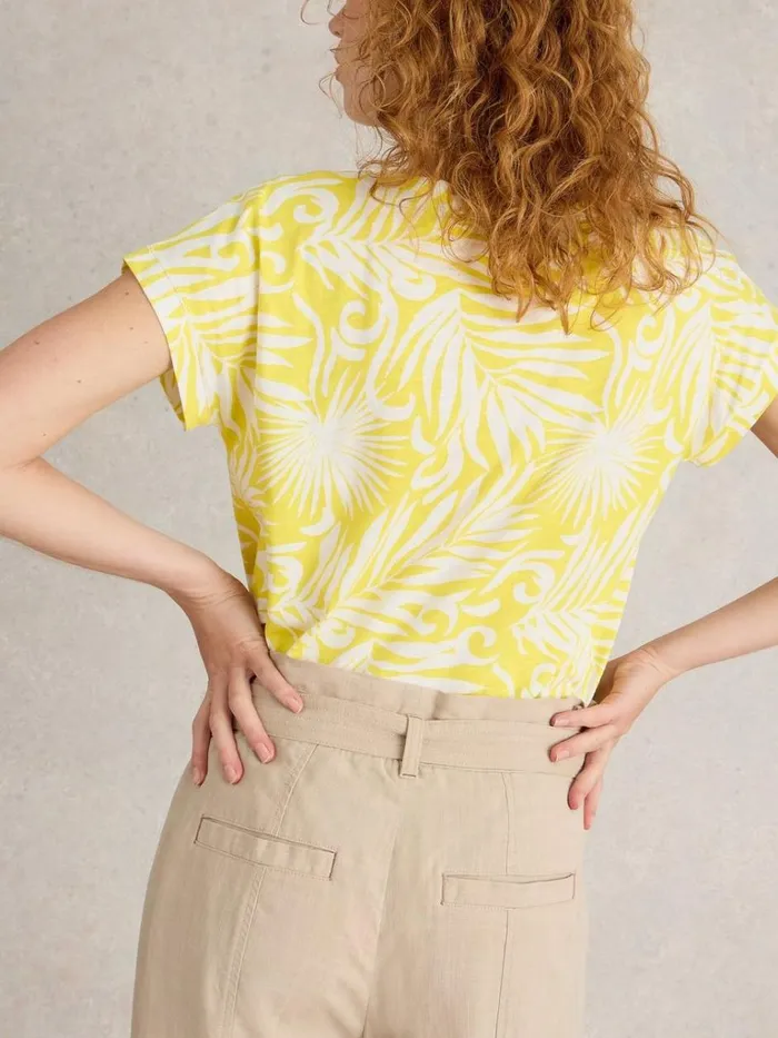 Women TOPS and TEES White Stuff NELLY ORGANIC COTTON TEE Yellow Print Women TOPS and TEES White Stuff NELLY ORGANIC COTTON TEE Yellow Print