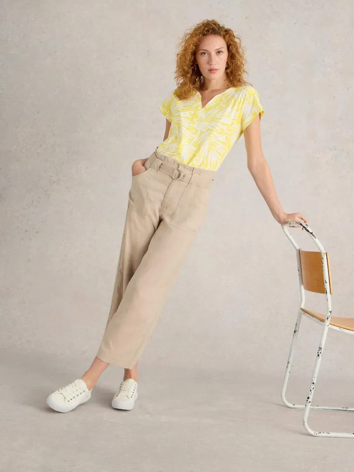 Women TOPS and TEES White Stuff NELLY ORGANIC COTTON TEE Yellow Print Women TOPS and TEES White Stuff NELLY ORGANIC COTTON TEE Yellow Print
