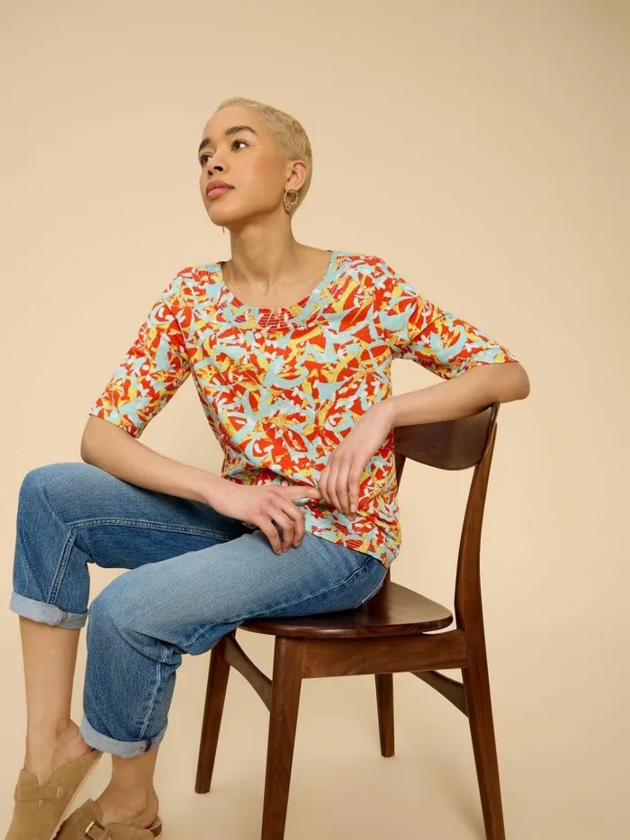 Women TOPS and TEES White Stuff WEAVER JERSEY TOP Orange Print