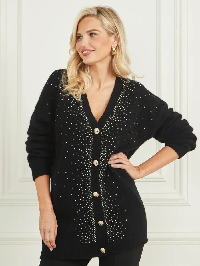 Women Tops And Sweaters Marciano Jodie Embellished Cardigan Black