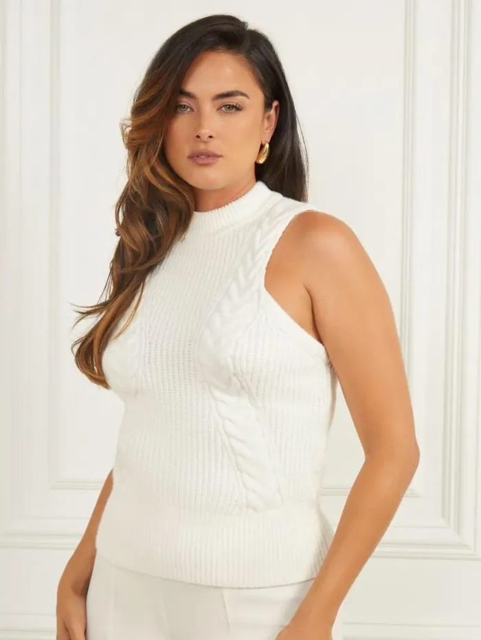 Women Tops And Sweaters Marciano Ozuna Sweater Vest Pale Pearl